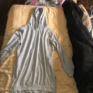 Grey hoodie dress with hip slits